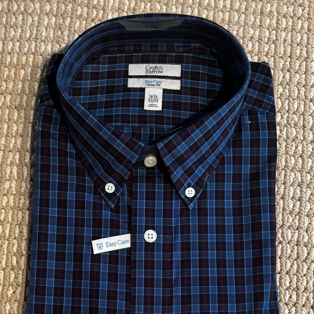 NWT Men’s Croft & Barrow Easy Care Dress Shirt